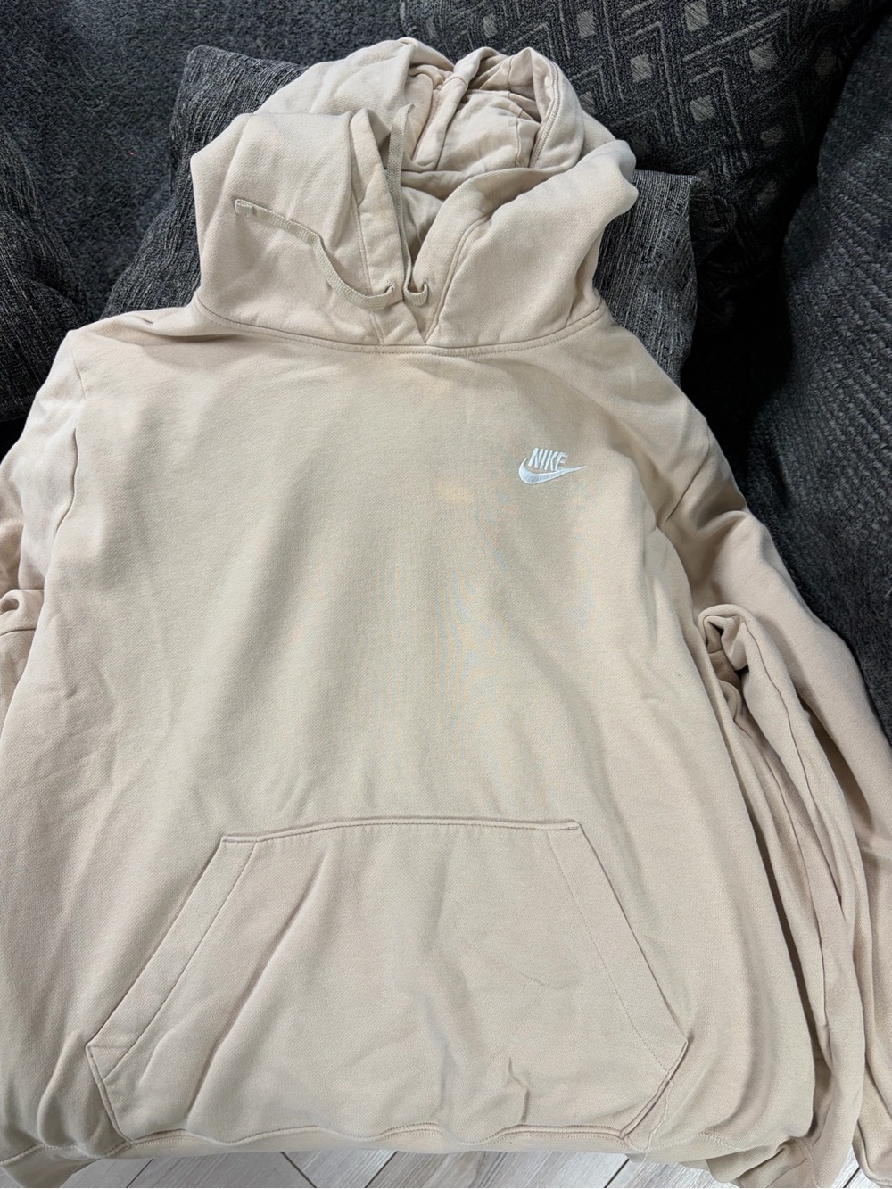 Nike Beige/Tan Hoodie with White Swoosh